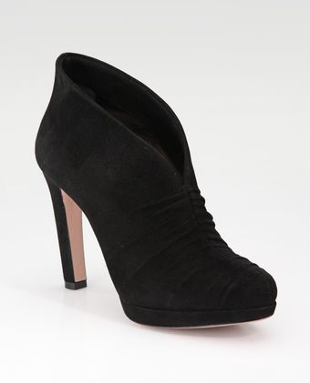 Prada Ruched Suede Ankle Boots - Lyst