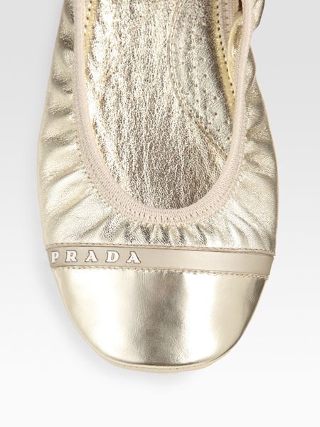 prada gold ballet flats