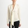 Rachel Zoe Natali Plunge Tiecollar Blouse in Beige (ecru) - Lyst