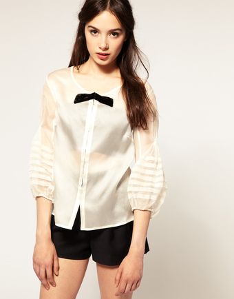 Tba Silk Organza Bow Tie Top - Lyst