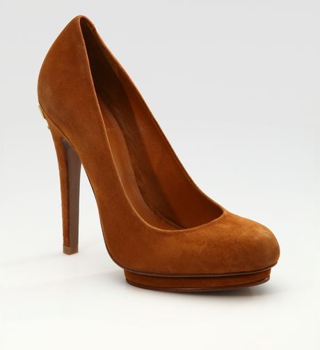 Tory Burch Jude Suede Pumps in Brown (cognac) - Lyst