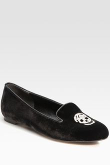 Alexander McQueen Skull Velvet Loafer - Lyst