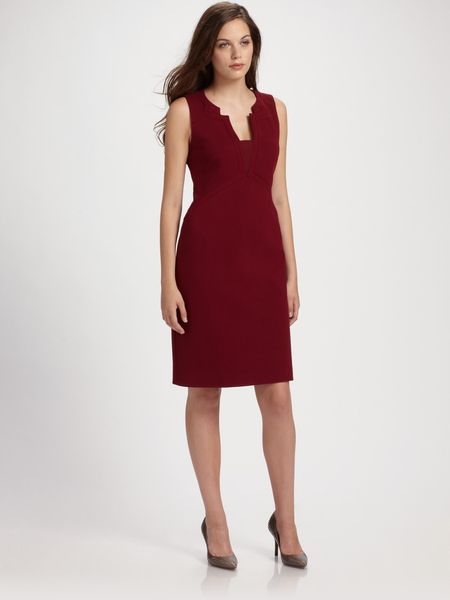 Elie Tahari Cutout Neckline Shift Dress in Purple (berry) - Lyst