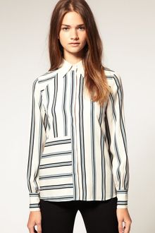 ASOS Collection Asos Stripe Contrast Collar Shirt - Lyst