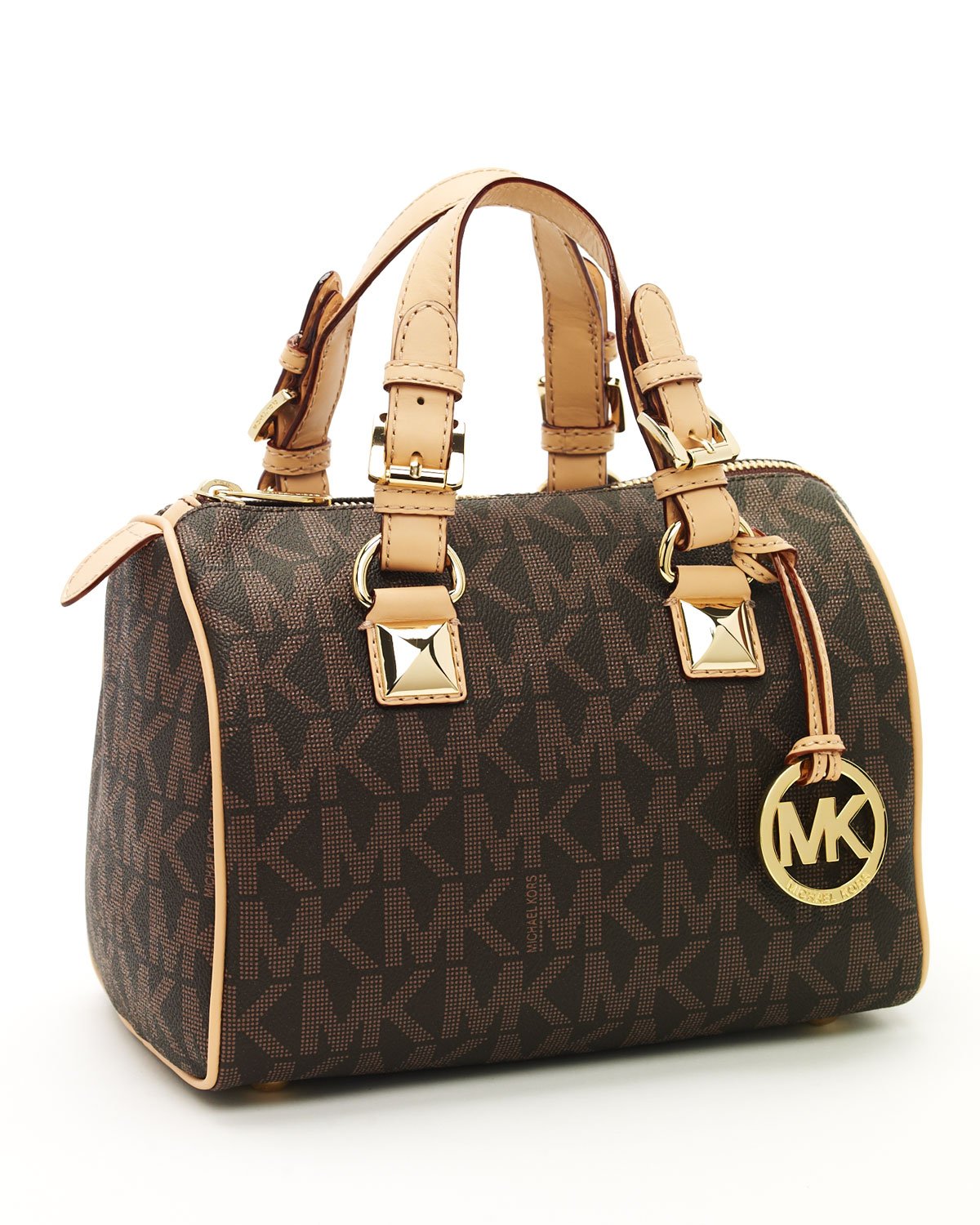 Michael Kors Grayson Small Logo Satchel, Brown In Brown | Lyst