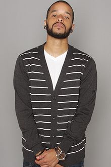 Nixon The Haven Cardigan in Dark Heather & White - Lyst