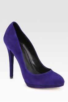 B Brian Atwood Fredrique Suede Almond Toe Pumps - Lyst