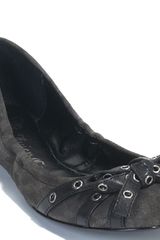 Juicy Couture Satine - Black Suede Grommet Ballet Flat