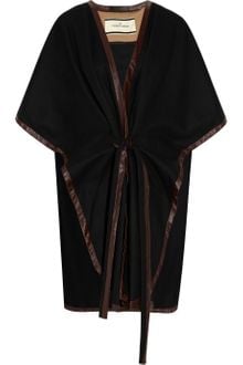 By Malene Birger Senalda Leather-trimmed Wool-blend Poncho - Lyst