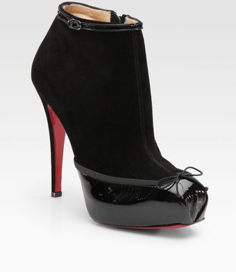 Christian Louboutin Suede and Patent Leather Ankle Boots - Lyst