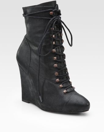 Joie Break On Through Leather Lace-up Wedge Ankle Boots - Lyst