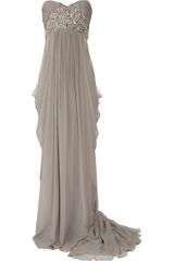 Marchesa Silk-crepe Strapless Gown