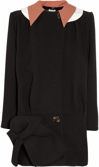 Miu Miu Double-collar Wool-blend Crepe Coat - Lyst