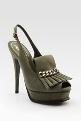 Yves Saint Laurent Ysl Tribute Suede Slingback Loafer Pumps