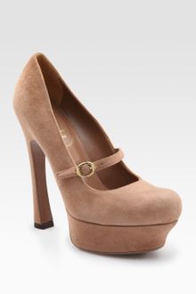Yves Saint Laurent Ysl Palais Suede Mary Jane Platform Pumps - Lyst