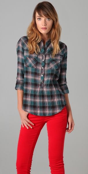 C&c California Hunter Plaid Top in Blue (multi) - Lyst