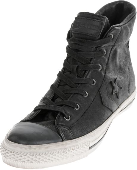 mens black leather converse hi tops