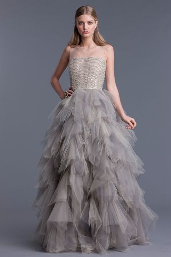Oscar de la Renta Tulle Sleeveless Gown - Lyst