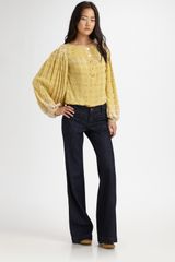 Tory Burch Octavia Pleated Silk Tunic Top