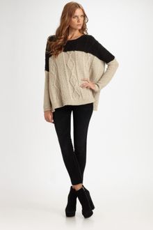 Vince Wool-blend Colorblock Cable-knit Sweater - Lyst