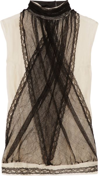 Bottega Veneta Silk-blend Chiffon and Tulle Top - Lyst