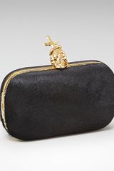 Alexander McQueen Calf Hair Box Clutch, Black
