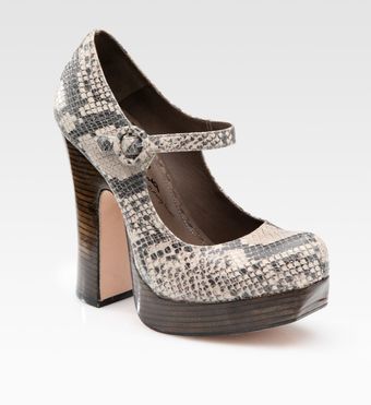 Alice + Olivia Reise Python-print Leather Mary Jane Pumps - Lyst