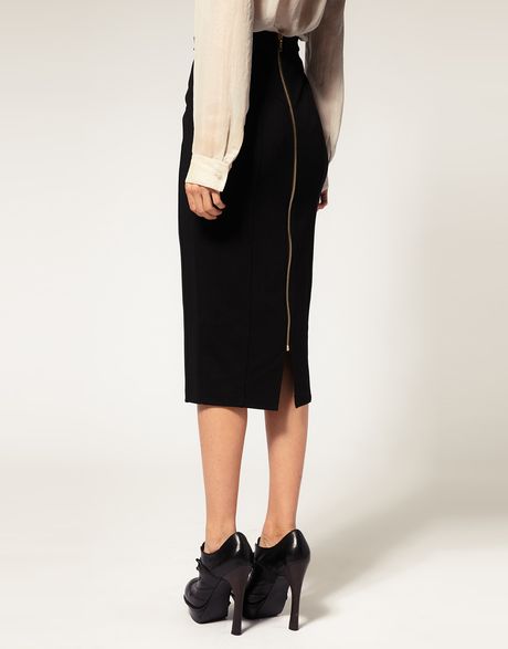 Asos Collection Asos Pencil Skirt With Zip Back Detail In Black Lyst