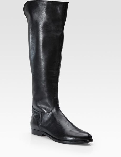 Elie Tahari Flannery Flat Leather Knee-high Boots in Black | Lyst Elie Tahari Flannery Flat Leather Knee-high Boots in Black | Lyst