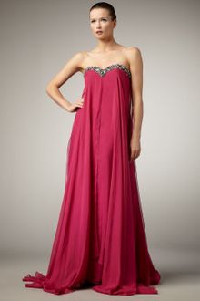 Alberto Makali Flowy Bead-top Strapless Gown - Lyst