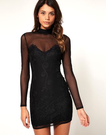ASOS Collection Asos Shift Dress with High Neck Cornelli - Lyst