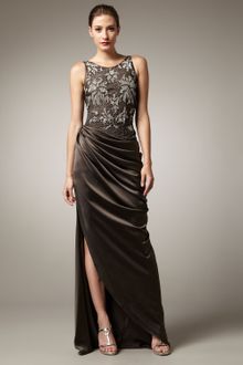 Pamella Roland Beaded Bodice Silk Gown - Lyst