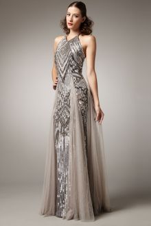 Pamella Roland High-neck Embroidered Gown - Lyst