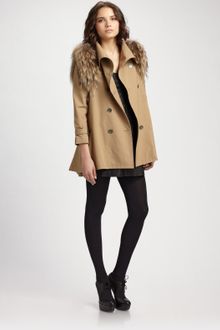 Rebecca Minkoff Jacquelyn Fur-trimmed Trench Coat - Lyst