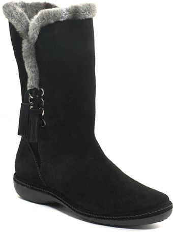  Furlure - Black Suede Faux Fur Boot 