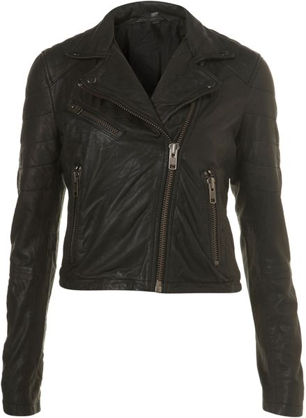 Topshop Quilted Leather Biker Jacket By Boutique in Black | Lyst