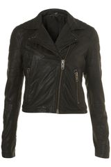 Topshop Quilted Leather Biker Jacket By Boutique