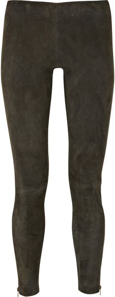 Current/elliott The Pull Up Suede Leggings in Gray - Lyst