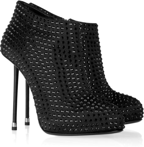 Giuseppe Zanotti Crystalembellished Satin Ankle Boots in Black - Lyst