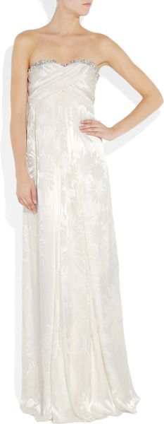 Matthew Williamson Strapless Devorésilk Gown in White (cream) - Lyst