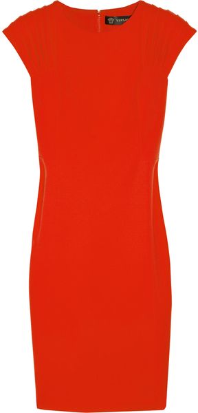Versace Pleated Twill Dress - Lyst