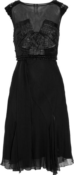 Alberta Ferretti Ribbonembellished Silkchiffon Dress in Black - Lyst