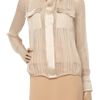 Alberta Ferretti Pleated Silkchiffon Blouse in Pink (blush) - Lyst