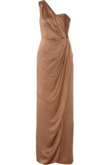 Alberta Ferretti One-shoulder Hammered-silk Gown - Lyst