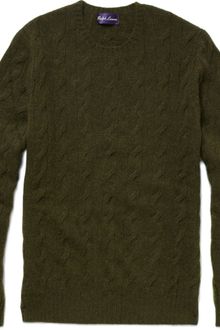 Ralph Lauren Purple Label Cable Knit Cashmere Sweater - Lyst