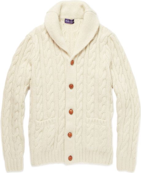 ralph lauren white cable knit cardigan