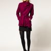 Ted Baker Wrap Collar Detail Short Wool Belted Coat in Purple - Lyst