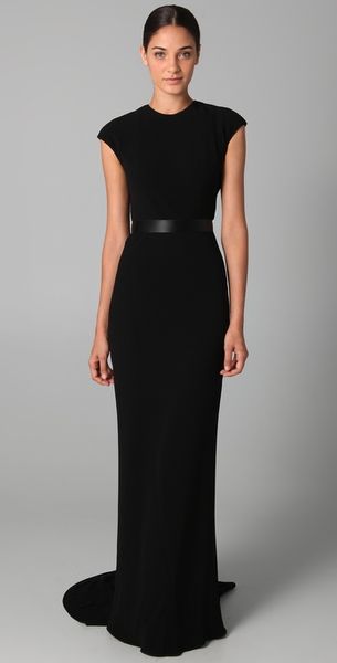 Reem Acra Cap Sleeve Gown with Lace Back Detail - Lyst