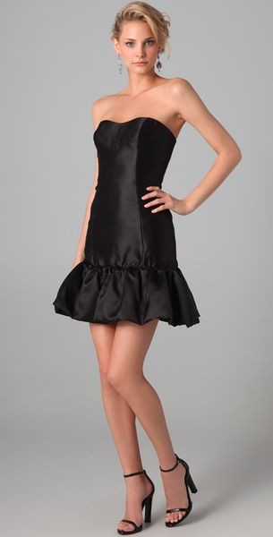 Reem Acra Silk Gazar Dress with Trimmed Hem - Lyst