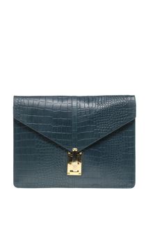 ASOS Collection Asos Croc Embossed Leather Portfolio Clutch Bag - Lyst